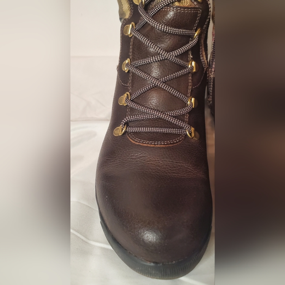 PAJAR -size 40/10-plaid boots -fur lined-fabric and leather-zipperup-laceup - Picture 6 of 15